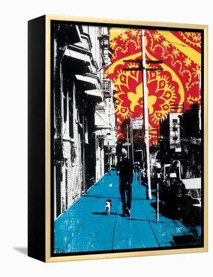 Urban Collage Sidewalk-Deanna Fainelli-Framed Stretched Canvas