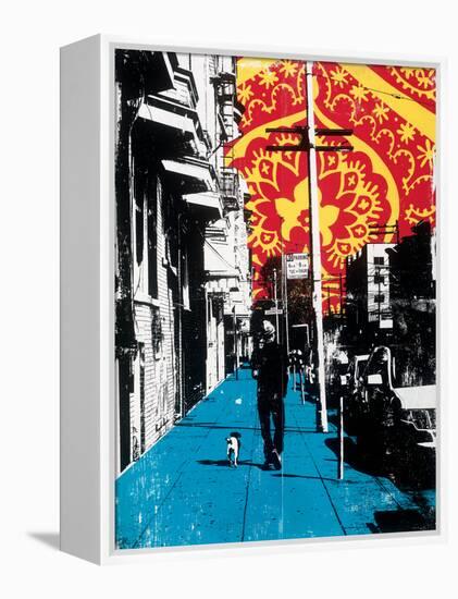 Urban Collage Sidewalk-Deanna Fainelli-Framed Stretched Canvas