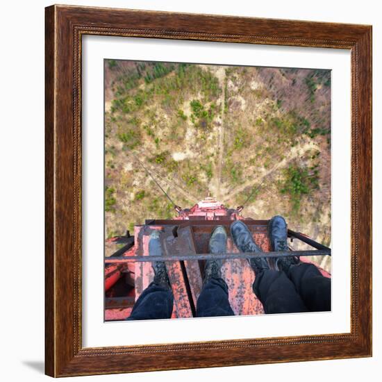 Urban Explorers Standing at the Top of Abandoned Tower in Army Boots-Aleksey Stemmer-Framed Photographic Print