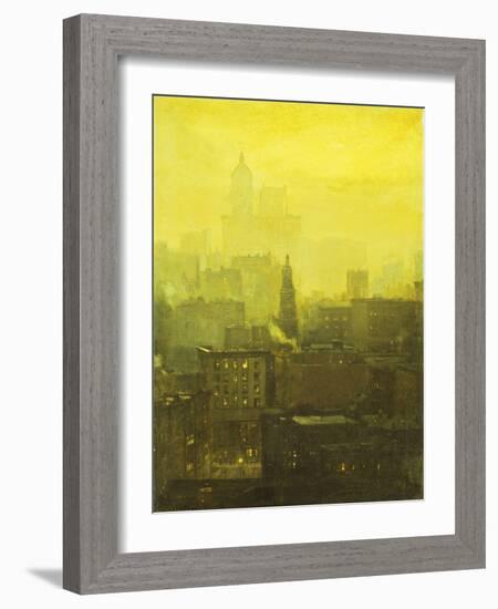 Urban Nocturne-Paul Cornoyer-Framed Giclee Print