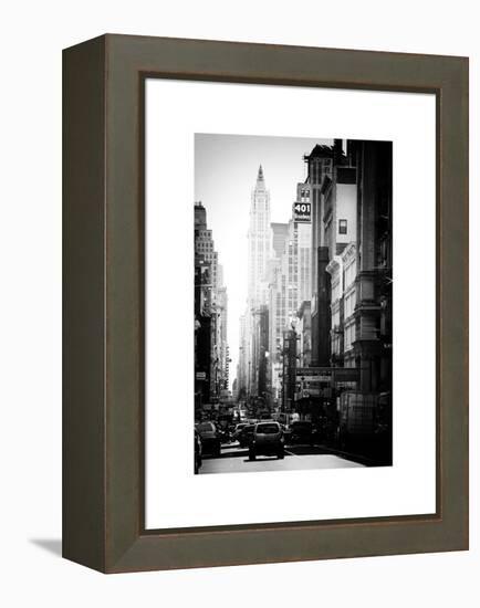 Urban Scene, 401 Broadway, Soho, Manhattan, NYC, White Frame, Old Black and White Photography-Philippe Hugonnard-Framed Stretched Canvas