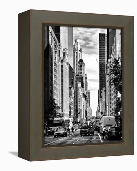 Urban Scene, Architecture and Buildings, Midtown Manhattan, NYC, USA, Black and White Photography-Philippe Hugonnard-Framed Premier Image Canvas