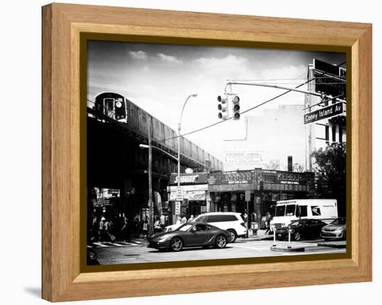 Urban Scene, Coney Island Av and Subway Station, Brooklyn, Ny, US, USA, Old-Philippe Hugonnard-Framed Premier Image Canvas