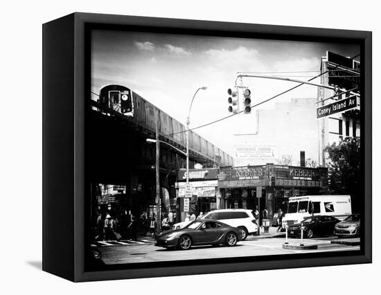 Urban Scene, Coney Island Av and Subway Station, Brooklyn, Ny, US, USA, Old-Philippe Hugonnard-Framed Premier Image Canvas