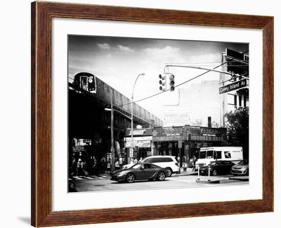 Urban Scene, Coney Island Av and Subway Station, Brooklyn, Ny, US, USA, Old-Philippe Hugonnard-Framed Photographic Print