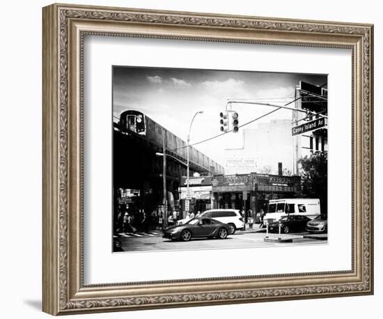 Urban Scene, Coney Island Av and Subway Station, Brooklyn, Ny, US, USA, Old-Philippe Hugonnard-Framed Photographic Print