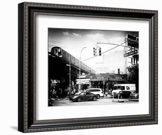 Urban Scene, Coney Island Av and Subway Station, Brooklyn, Ny, US, USA, Old-Philippe Hugonnard-Framed Photographic Print