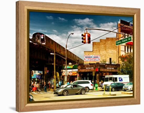 Urban Scene, Coney Island Av and Subway Station, Brooklyn, Ny, US, USA, Sunset Colors Photography-Philippe Hugonnard-Framed Premier Image Canvas