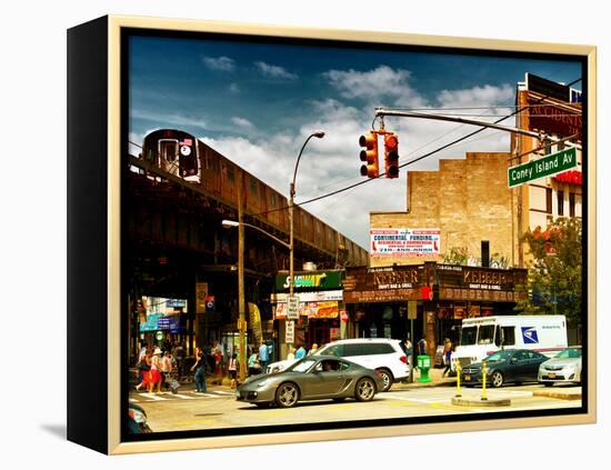 Urban Scene, Coney Island Av and Subway Station, Brooklyn, Ny, US, USA, Sunset Colors Photography-Philippe Hugonnard-Framed Premier Image Canvas