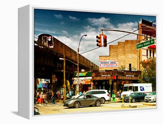 Urban Scene, Coney Island Av and Subway Station, Brooklyn, Ny, US, USA, Sunset Colors Photography-Philippe Hugonnard-Framed Premier Image Canvas