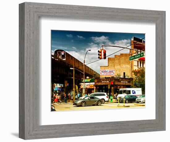 Urban Scene, Coney Island Av and Subway Station, Brooklyn, Ny, US, USA, Sunset Colors Photography-Philippe Hugonnard-Framed Photographic Print