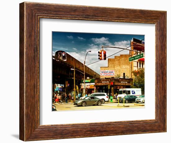 Urban Scene, Coney Island Av and Subway Station, Brooklyn, Ny, US, USA, Sunset Colors Photography-Philippe Hugonnard-Framed Photographic Print