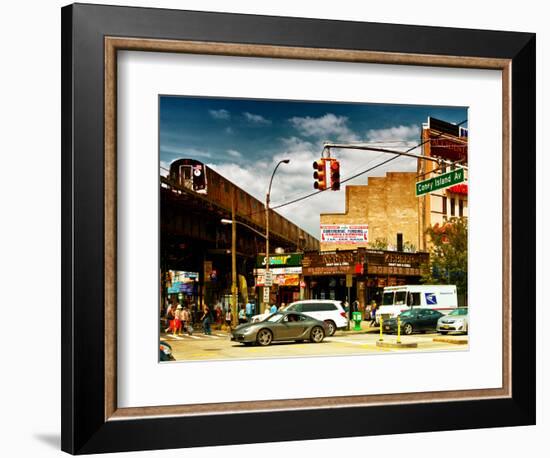 Urban Scene, Coney Island Av and Subway Station, Brooklyn, Ny, US, USA, Sunset Colors Photography-Philippe Hugonnard-Framed Photographic Print