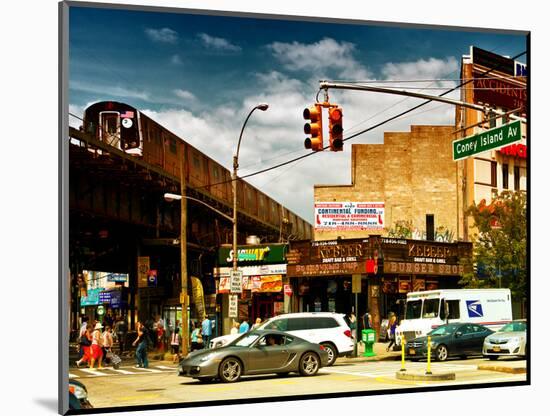 Urban Scene, Coney Island Av and Subway Station, Brooklyn, Ny, US, USA, Sunset Colors Photography-Philippe Hugonnard-Mounted Photographic Print