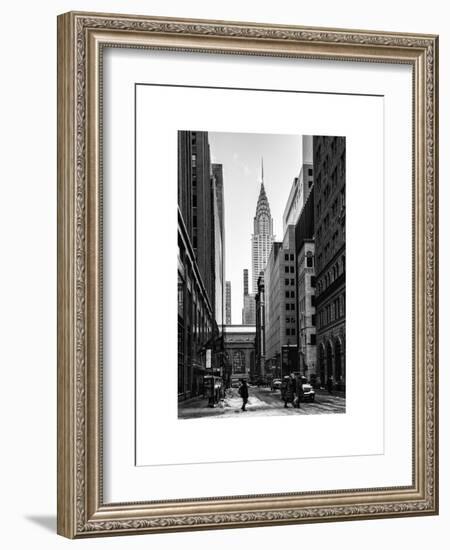 Urban Scene in Winter at Grand Central Terminal in New York City with the Chrysler Building-Philippe Hugonnard-Framed Art Print