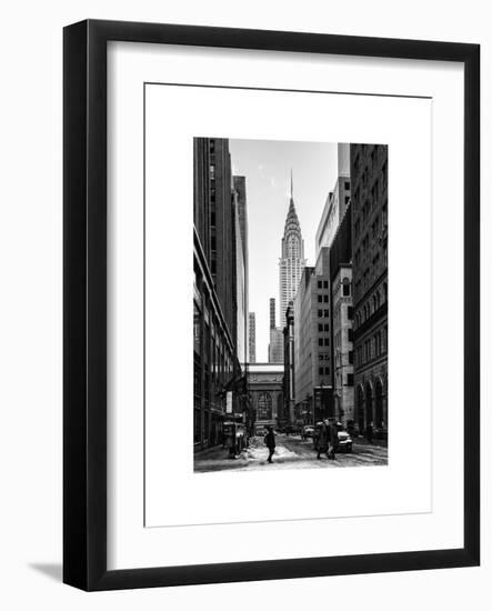 Urban Scene in Winter at Grand Central Terminal in New York City with the Chrysler Building-Philippe Hugonnard-Framed Art Print