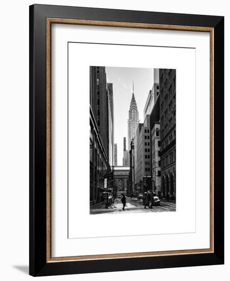 Urban Scene in Winter at Grand Central Terminal in New York City with the Chrysler Building-Philippe Hugonnard-Framed Art Print