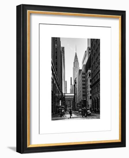 Urban Scene in Winter at Grand Central Terminal in New York City with the Chrysler Building-Philippe Hugonnard-Framed Art Print