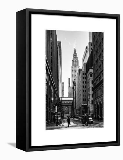 Urban Scene in Winter at Grand Central Terminal in New York City with the Chrysler Building-Philippe Hugonnard-Framed Stretched Canvas