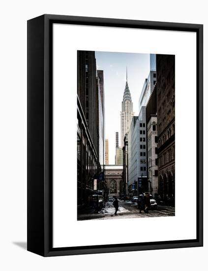 Urban Scene in Winter at Grand Central Terminal in New York City with the Chrysler Building-Philippe Hugonnard-Framed Stretched Canvas