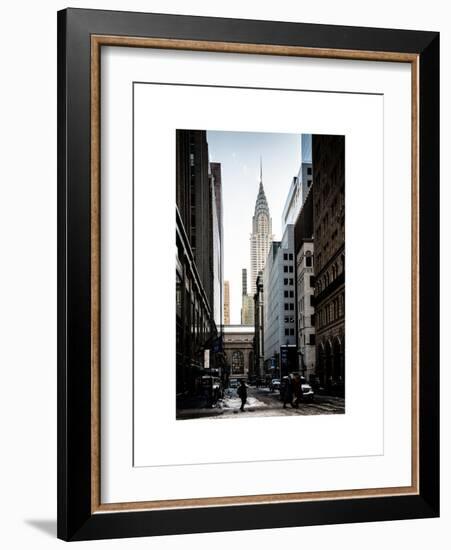 Urban Scene in Winter at Grand Central Terminal in New York City with the Chrysler Building-Philippe Hugonnard-Framed Art Print