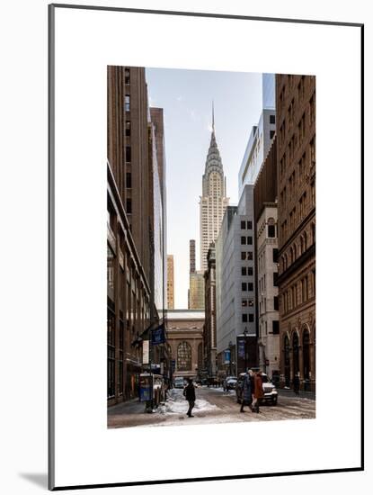 Urban Scene in Winter at Grand Central Terminal in New York City with the Chrysler Building-Philippe Hugonnard-Mounted Art Print