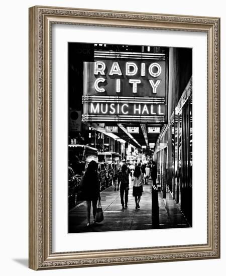 Urban Scene, Radio City Music Hall by Night, Manhattan, Times Square, New York, Classic-Philippe Hugonnard-Framed Photographic Print