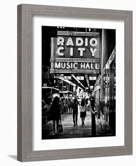 Urban Scene, Radio City Music Hall by Night, Manhattan, Times Square, New York, Classic-Philippe Hugonnard-Framed Photographic Print