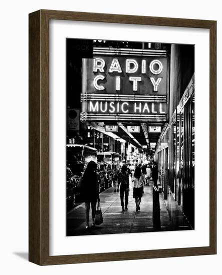 Urban Scene, Radio City Music Hall by Night, Manhattan, Times Square, New York, Classic-Philippe Hugonnard-Framed Photographic Print