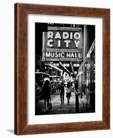 Urban Scene, Radio City Music Hall by Night, Manhattan, Times Square, New York, Classic-Philippe Hugonnard-Framed Photographic Print