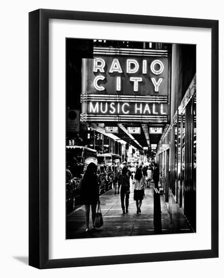 Urban Scene, Radio City Music Hall by Night, Manhattan, Times Square, New York, Classic-Philippe Hugonnard-Framed Photographic Print