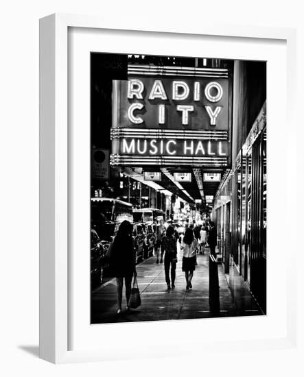 Urban Scene, Radio City Music Hall by Night, Manhattan, Times Square, New York, Classic-Philippe Hugonnard-Framed Photographic Print