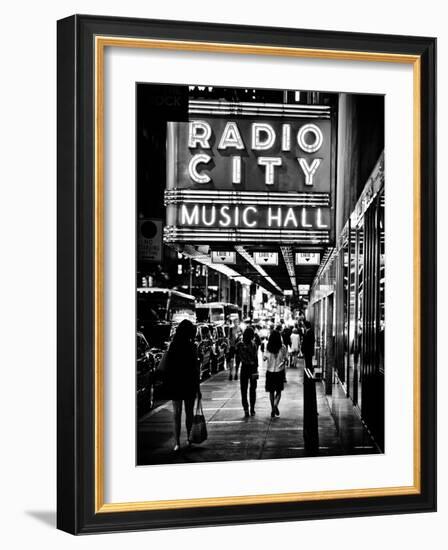 Urban Scene, Radio City Music Hall by Night, Manhattan, Times Square, New York, Classic-Philippe Hugonnard-Framed Photographic Print