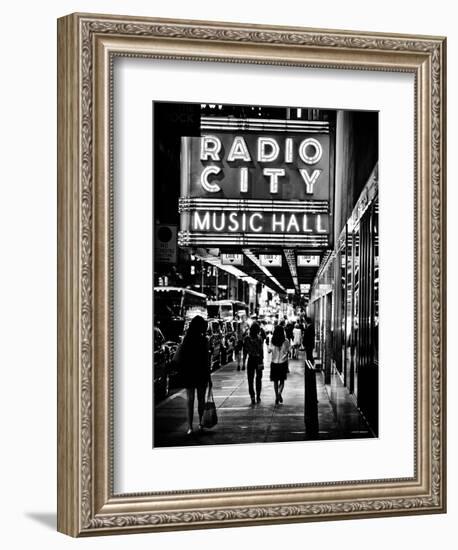 Urban Scene, Radio City Music Hall by Night, Manhattan, Times Square, New York, Classic-Philippe Hugonnard-Framed Photographic Print