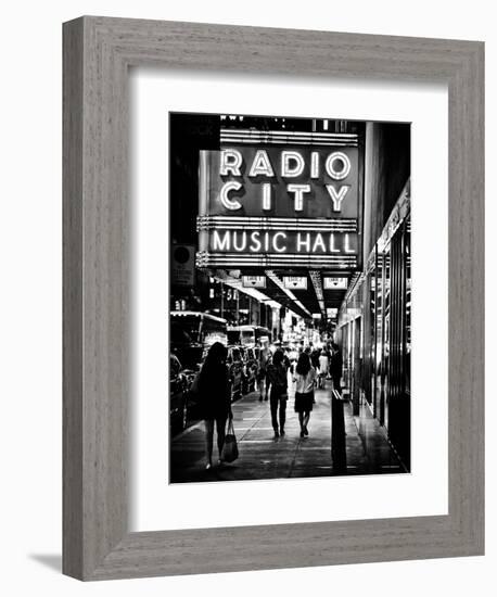 Urban Scene, Radio City Music Hall by Night, Manhattan, Times Square, New York, Classic-Philippe Hugonnard-Framed Photographic Print