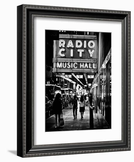 Urban Scene, Radio City Music Hall by Night, Manhattan, Times Square, New York, Classic-Philippe Hugonnard-Framed Photographic Print