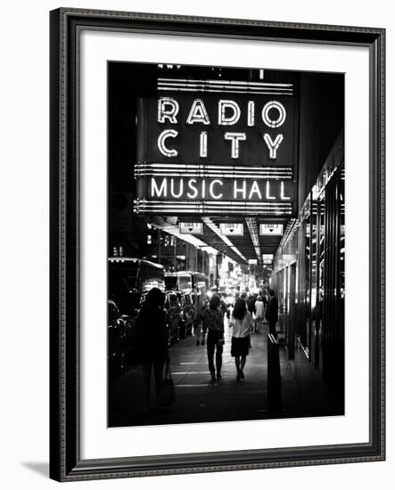 Urban Scene, Radio City Music Hall by Night, Manhattan, Times Square, New York, White Frame-Philippe Hugonnard-Framed Photographic Print