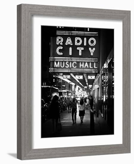 Urban Scene, Radio City Music Hall by Night, Manhattan, Times Square, New York, White Frame-Philippe Hugonnard-Framed Photographic Print