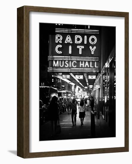 Urban Scene, Radio City Music Hall by Night, Manhattan, Times Square, New York, White Frame-Philippe Hugonnard-Framed Photographic Print