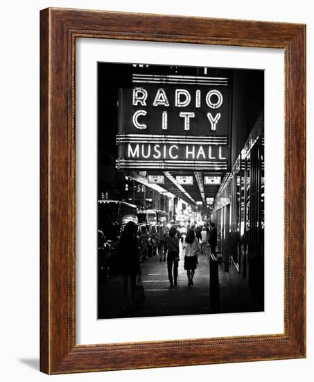 Urban Scene, Radio City Music Hall by Night, Manhattan, Times Square, New York, White Frame-Philippe Hugonnard-Framed Photographic Print