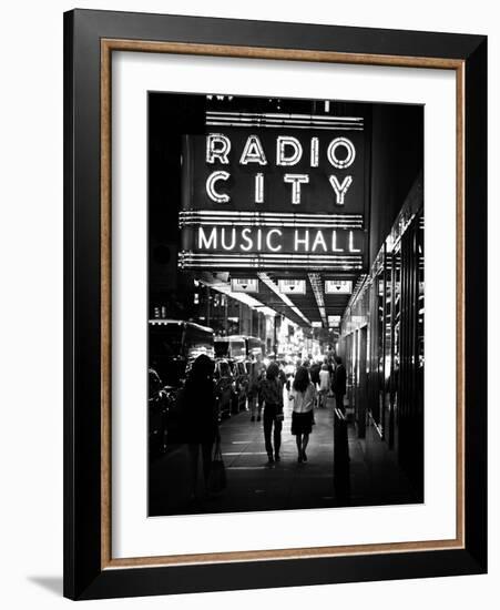 Urban Scene, Radio City Music Hall by Night, Manhattan, Times Square, New York, White Frame-Philippe Hugonnard-Framed Photographic Print