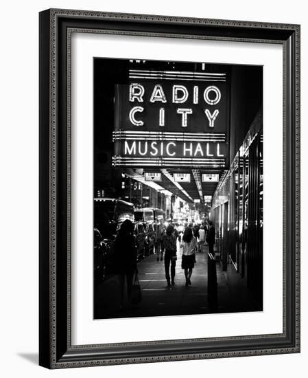 Urban Scene, Radio City Music Hall by Night, Manhattan, Times Square, New York, White Frame-Philippe Hugonnard-Framed Photographic Print