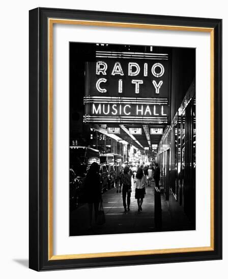 Urban Scene, Radio City Music Hall by Night, Manhattan, Times Square, New York, White Frame-Philippe Hugonnard-Framed Photographic Print