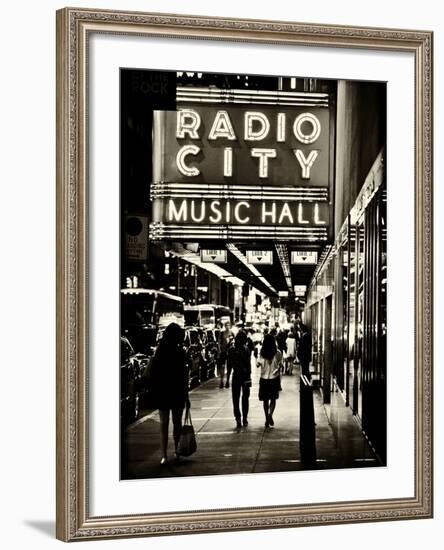 Urban Scene, Radio City Music Hall by Night, Manhattan, Times Square, New York, White Frame-Philippe Hugonnard-Framed Photographic Print