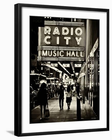 Urban Scene, Radio City Music Hall by Night, Manhattan, Times Square, New York, White Frame-Philippe Hugonnard-Framed Photographic Print