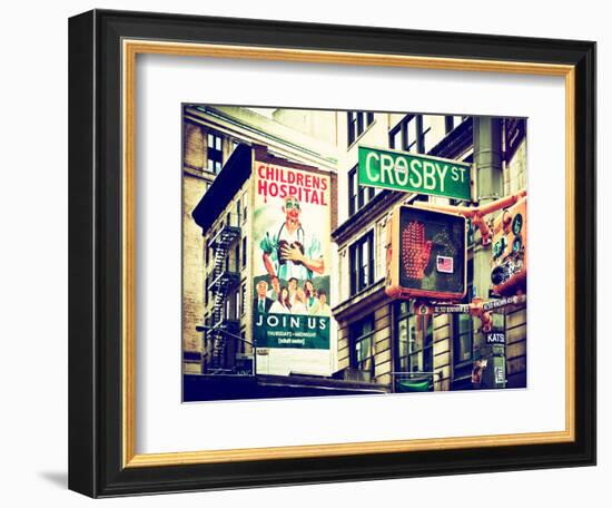 Urban Scene, Wall Advertising "Childrens Hospital", Crosby Street, Broadway, Manhattan, NYC-Philippe Hugonnard-Framed Photographic Print