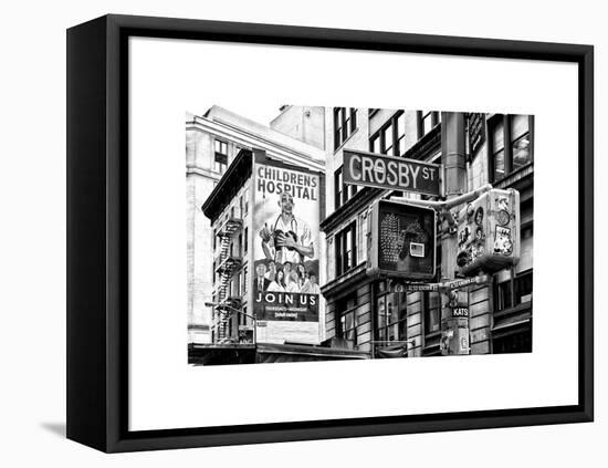 Urban Scene, Wall Advertising "Childrens Hospital", Crosby Street, Broadway, Manhattan, NYC-Philippe Hugonnard-Framed Stretched Canvas
