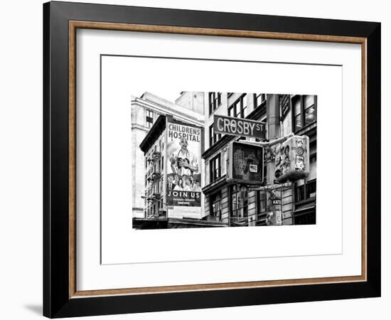 Urban Scene, Wall Advertising "Childrens Hospital", Crosby Street, Broadway, Manhattan, NYC-Philippe Hugonnard-Framed Art Print