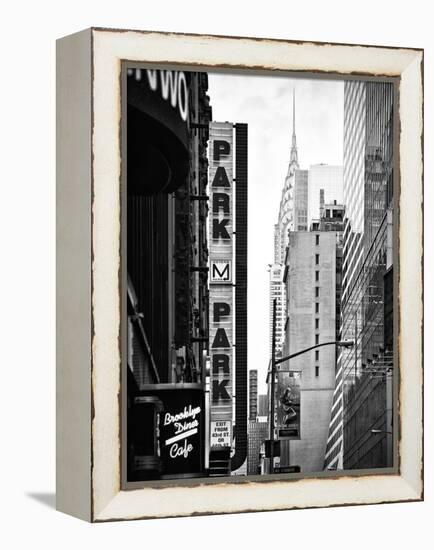 Urban Scene with Chrysler Building, Times Square, Manhattan, New York, Black and White Photography-Philippe Hugonnard-Framed Premier Image Canvas