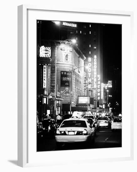 Urban Scene with Yellow Cab by Night at Times Square, Manhattan, NYC, Classic Old-Philippe Hugonnard-Framed Photographic Print